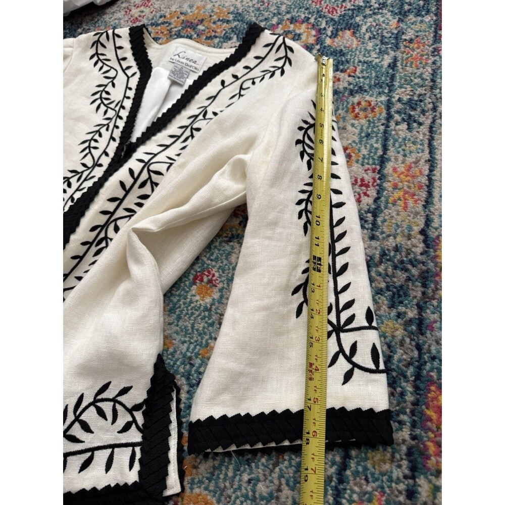 Linea by Louis Dell'Olio Linen Embroidered Jacket Women’s Size Medium - Picture 8 of 10